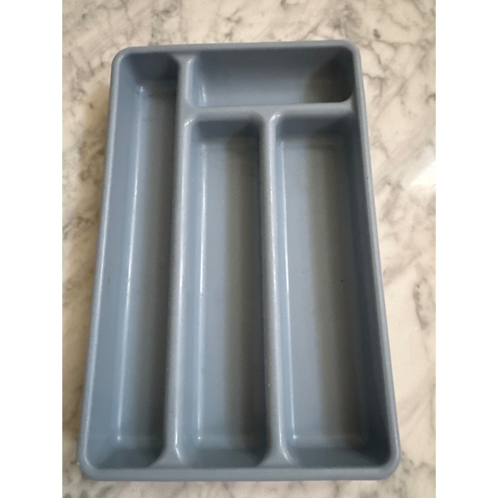 Rubbermaid 0522 Blue Gray 4 Compartment Plastic Drawer Organizer Tray 12x7